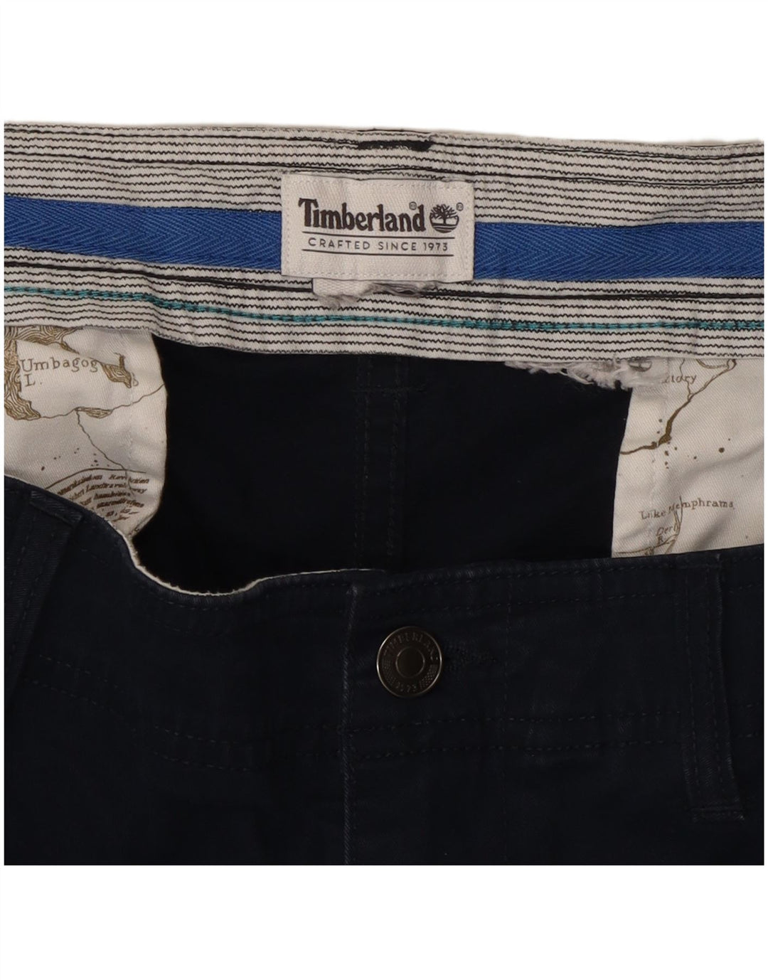 TIMBERLAND Mens Straight Cargo Trousers W42 L31 Navy Blue
