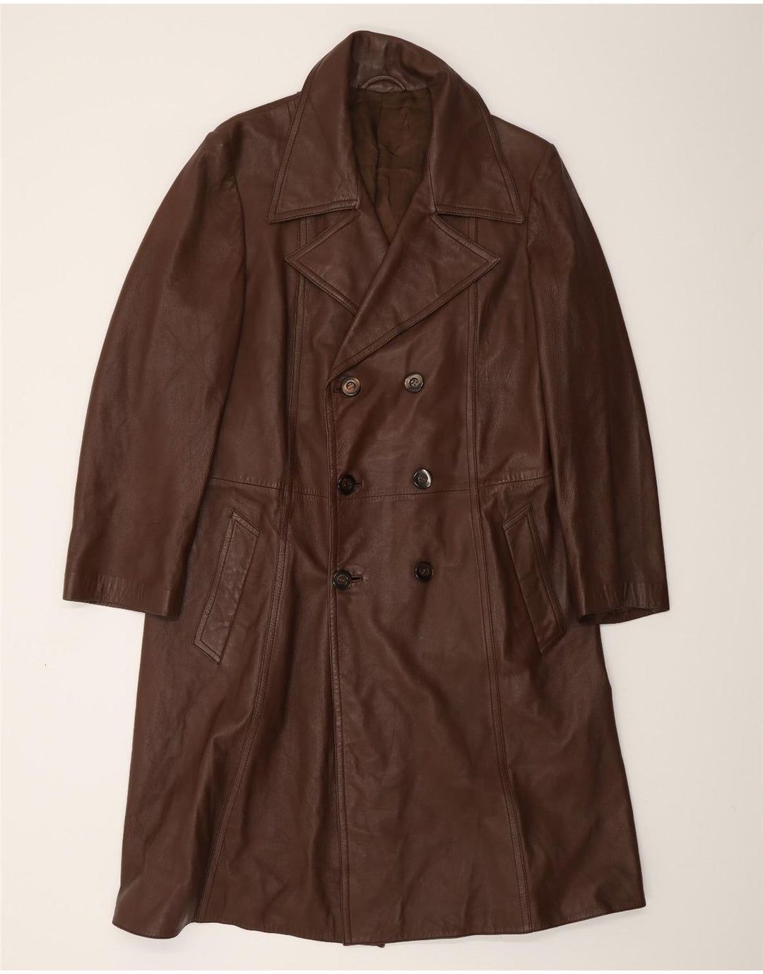 VINTAGE Mens Leather Coat UK 38 Medium Brown Leather