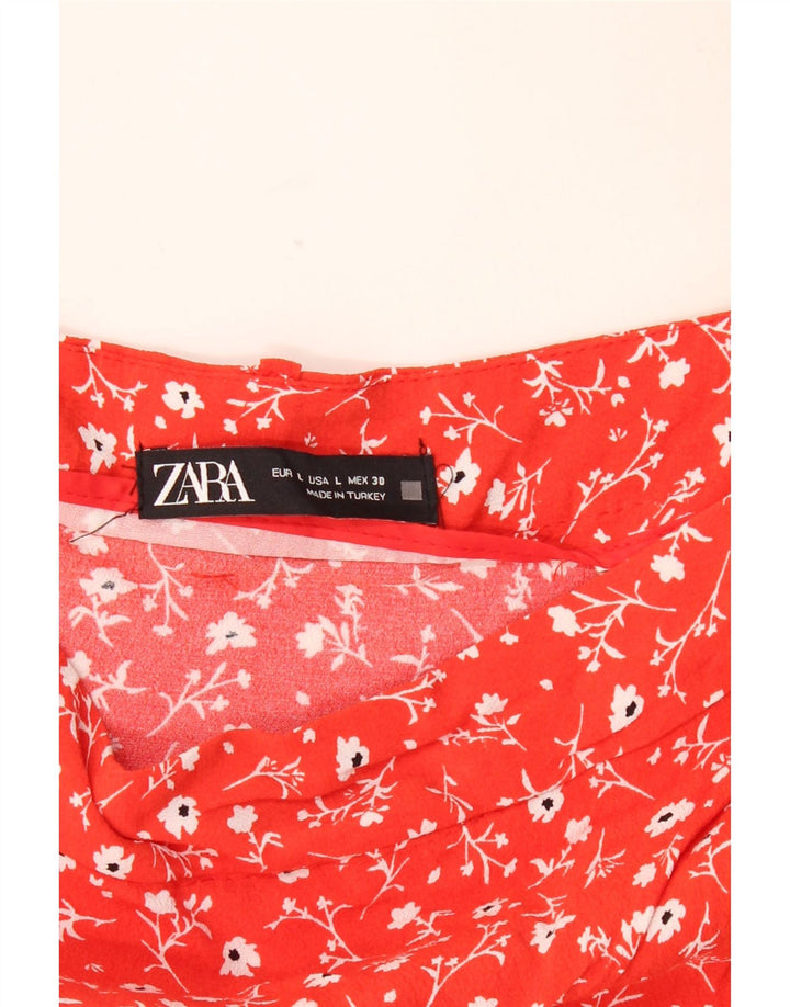 ZARA Womens Skort UK 14 Large  Red Floral