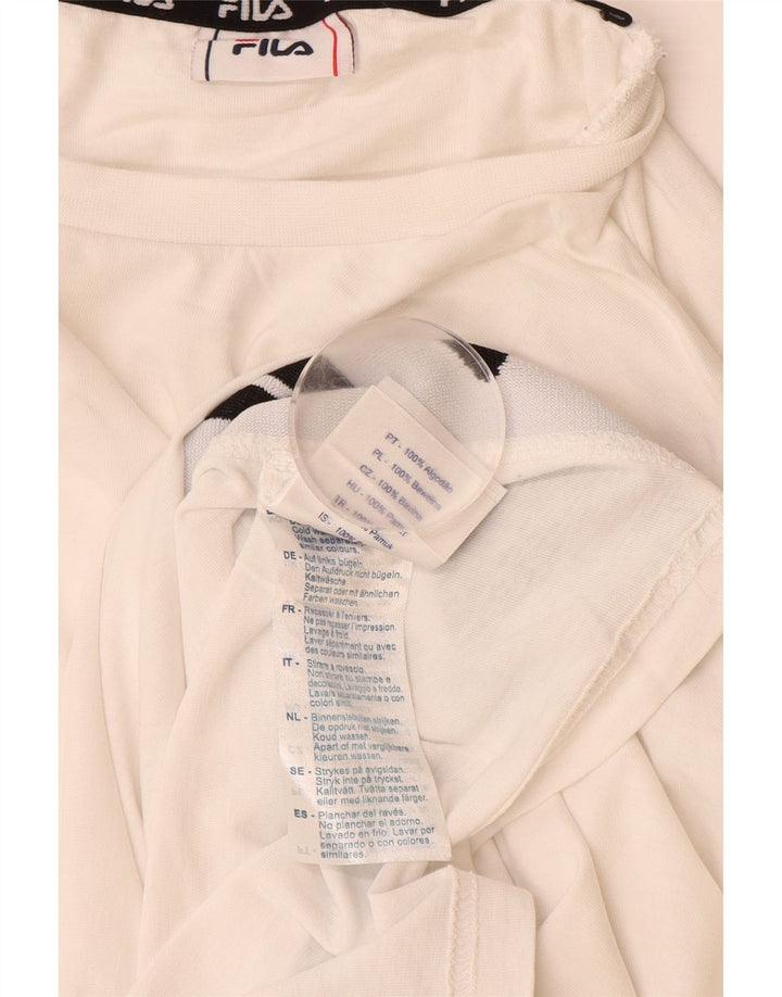 FILA Mens Graphic Top Long Sleeve Large White Colourblock Cotton