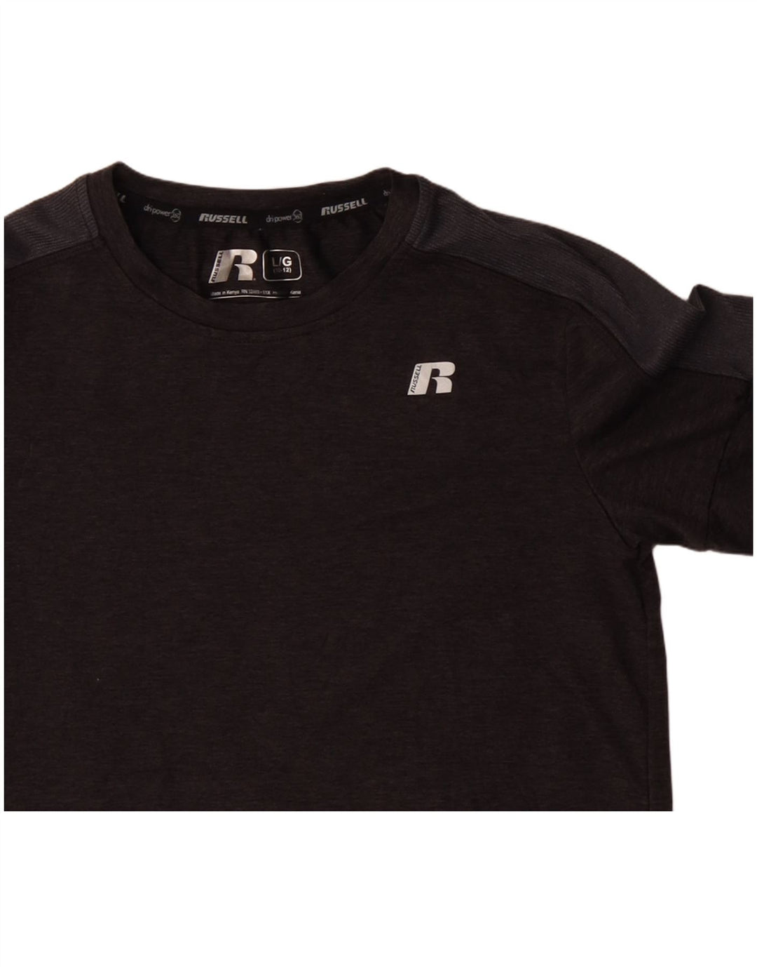 Russell Athletic Boys Top Long Sleeve 10-11 Years Large Grey Colourblock