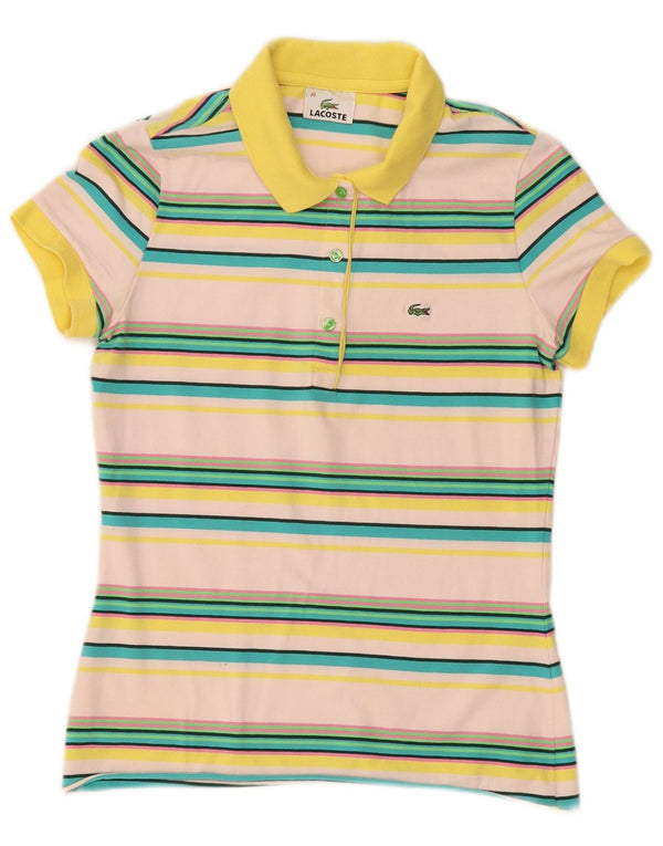 LACOSTE Womens Polo Shirt Size 40 Medium Multicoloured Striped Cotton