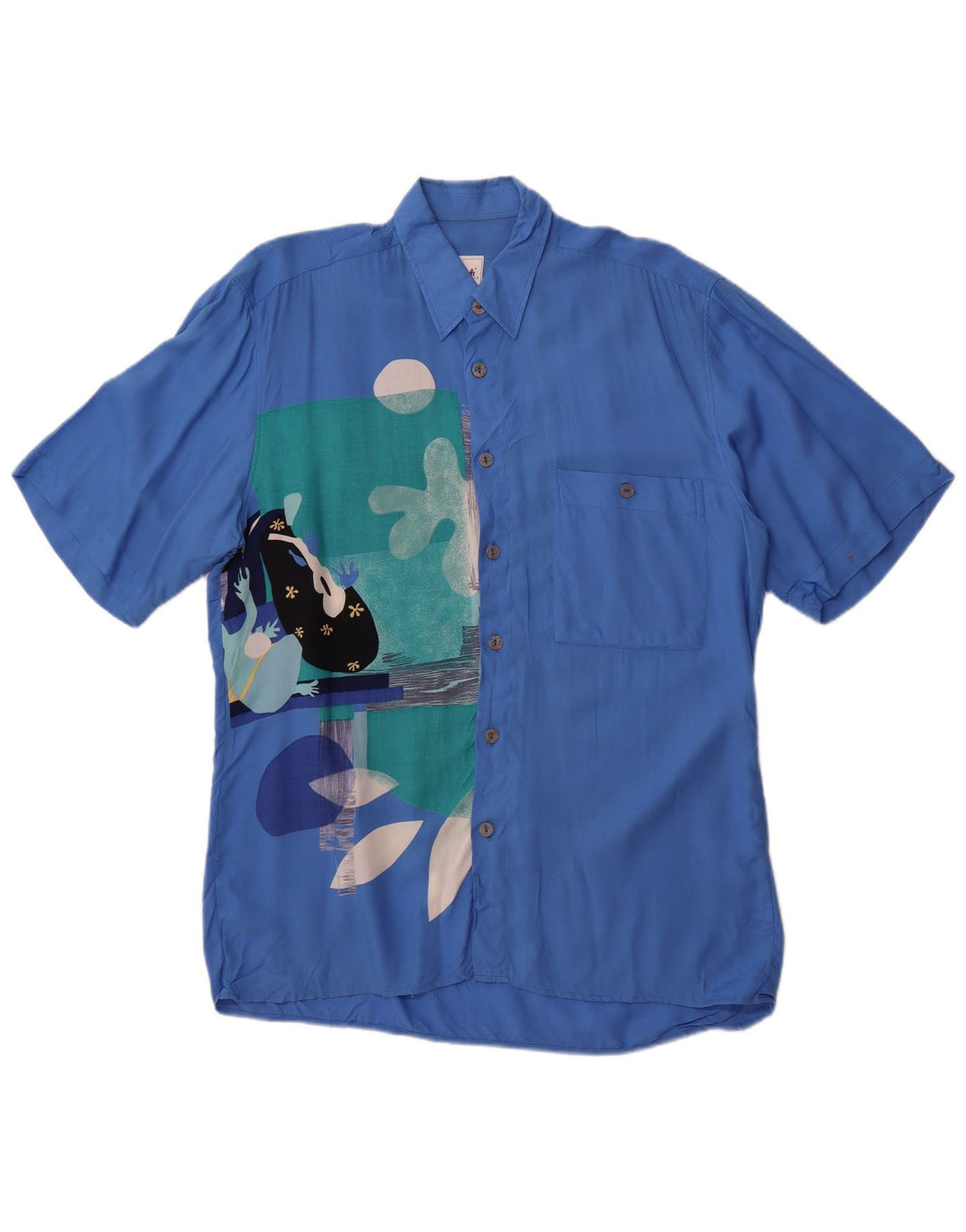 Studio Coletti Mens Graphic Short Sleeve Shirt Size 15 39/40 Medium Blue