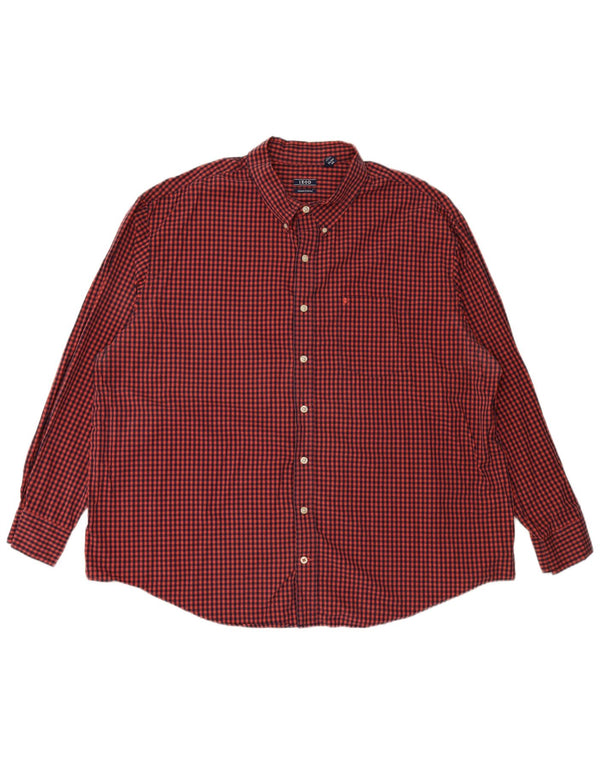 IZOD Mens Shirt 3XL Maroon Gingham Cotton