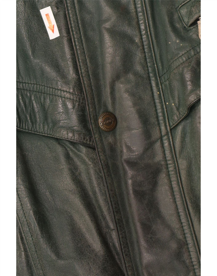 Vintage Mens Leather Jacket IT 58 4XL Green Leather