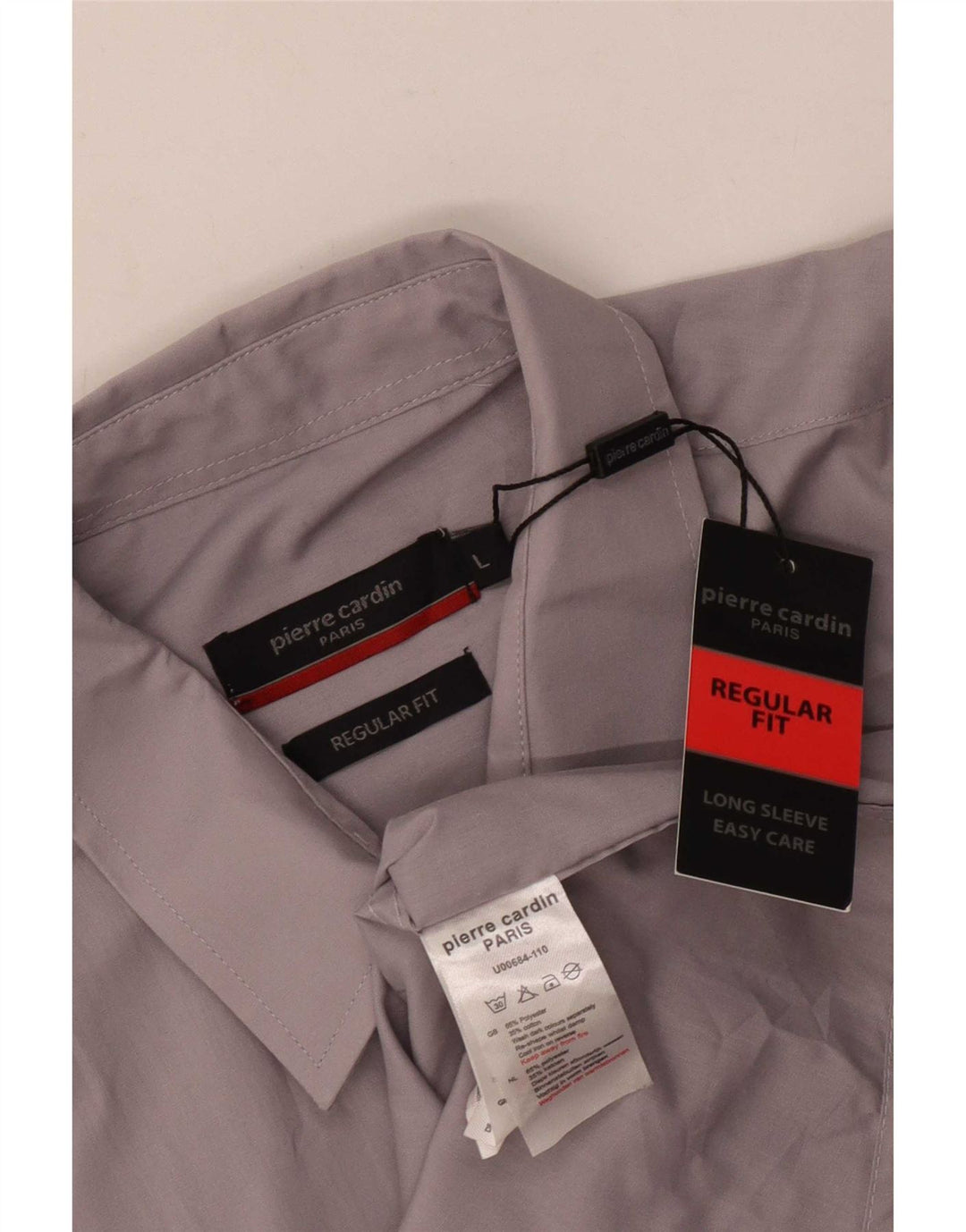 Pierre Cardin Mens Regular Fit Shirt Large Grey Polyester