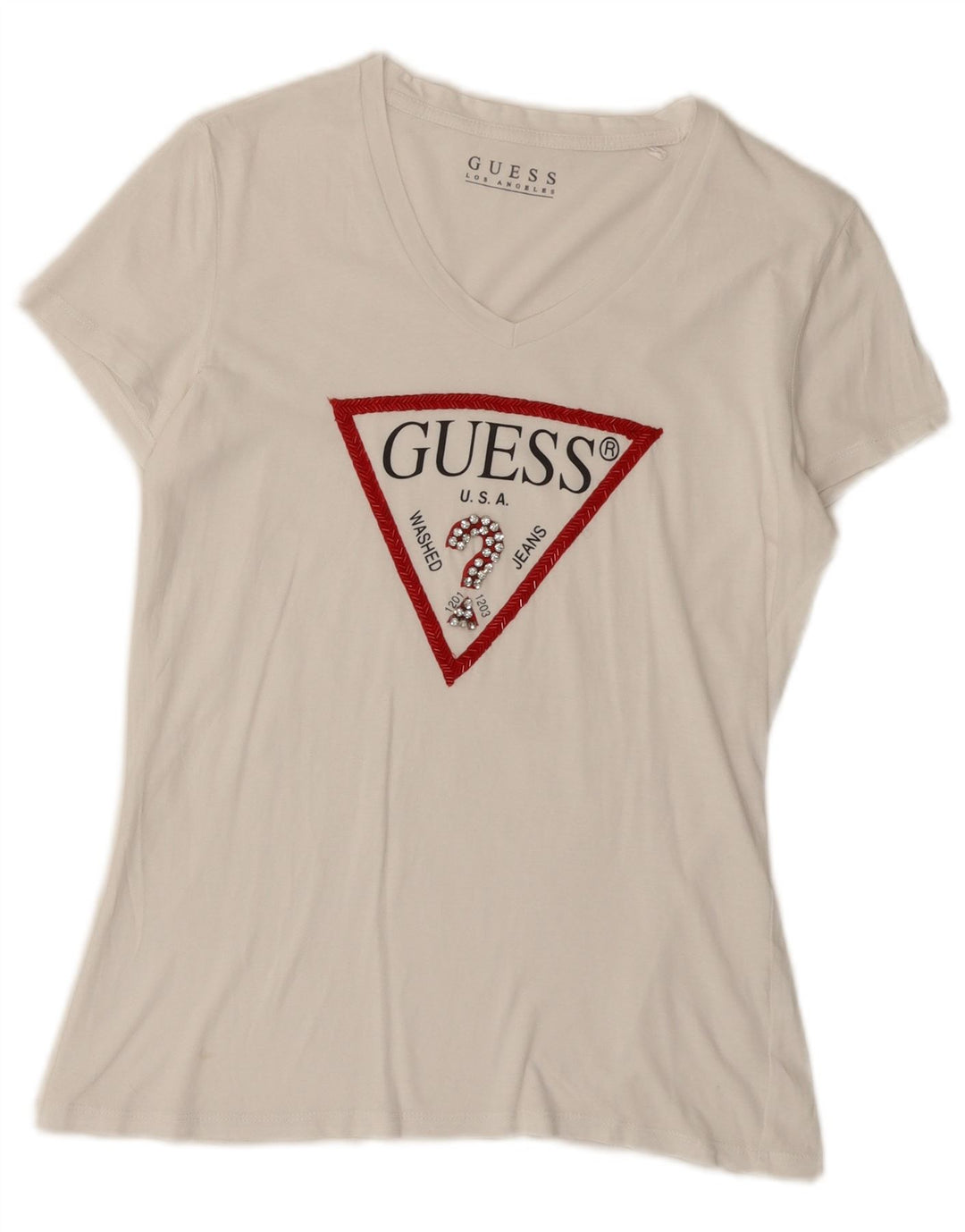Guess Womens Graphic T-Shirt Top UK 12 Medium White