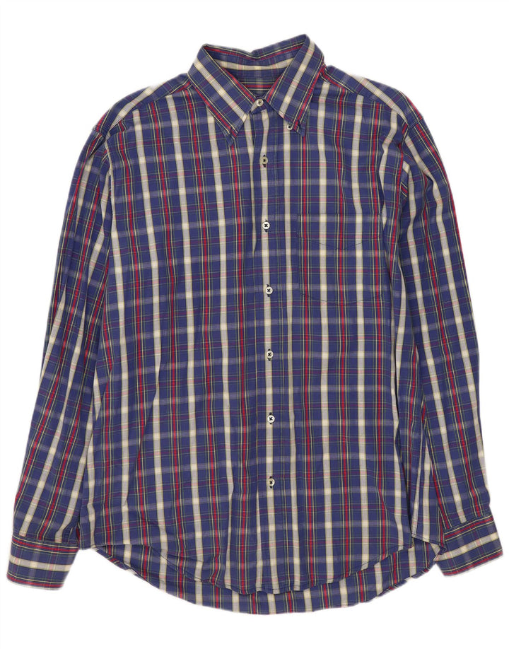 Benetton Mens Shirt Small Navy Blue Check