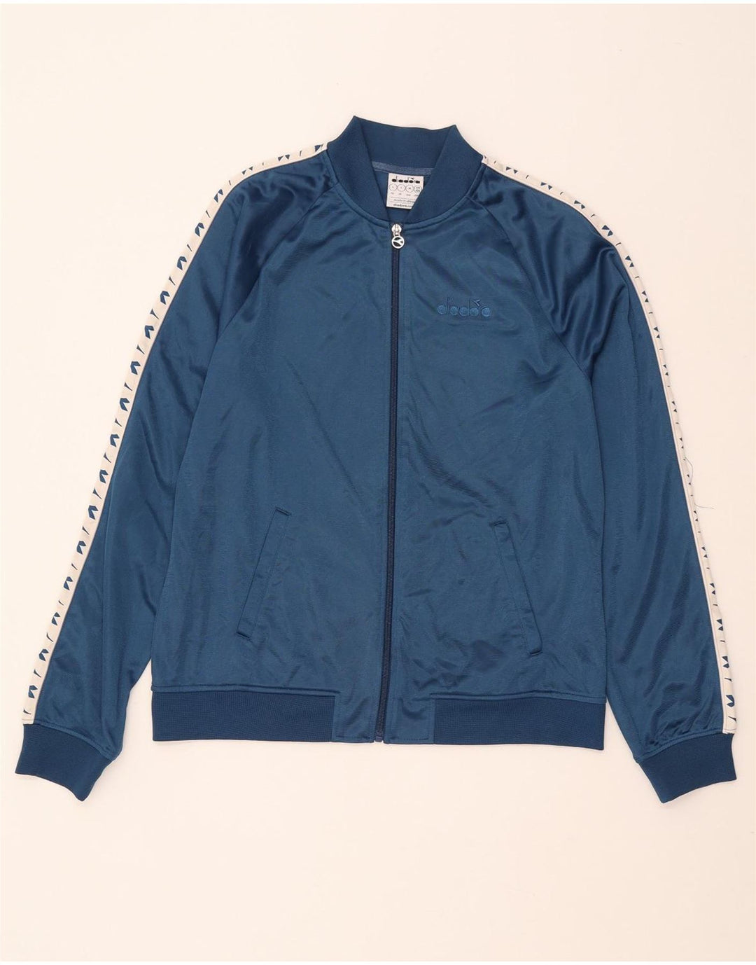 DIADORA Womens Tracksuit Top Jacket UK 16 Large Navy Blue Colourblock