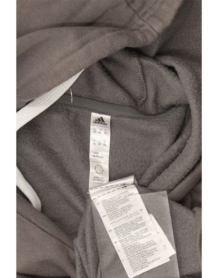Adidas Mens Hoodie Jumper 2XL Grey Cotton