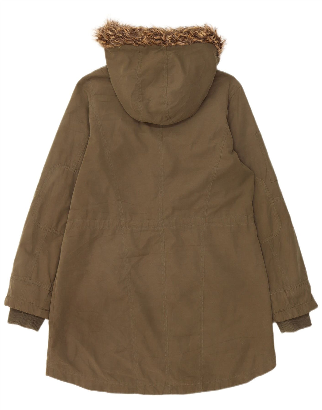 Oasis Womens Hooded Parka Jacket UK 10 Small Khaki Polyester