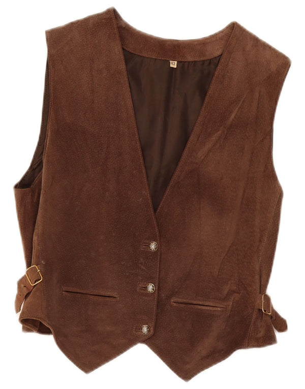 Vintage Womens Suede Waistcoat IT 42 Medium Brown