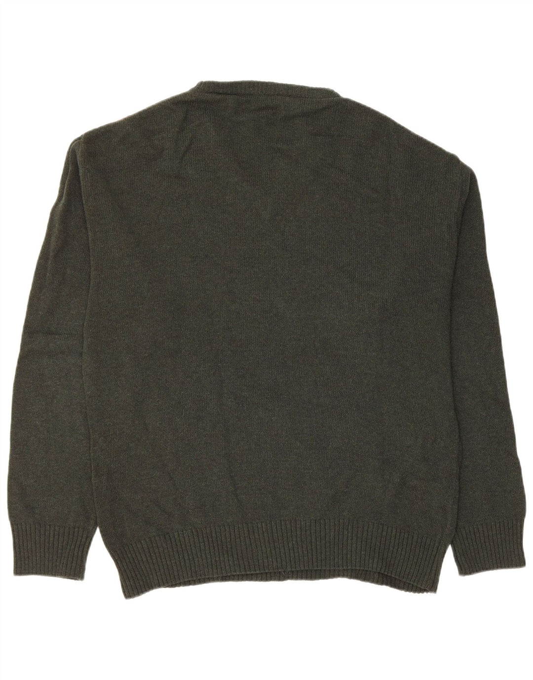 VINTAGE Mens V-Neck Jumper Sweater Medium Green Argyle/Diamond New Wool