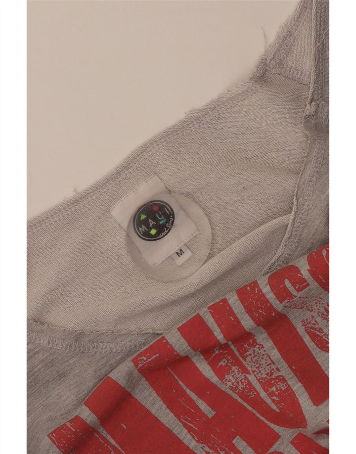 Maui and Sons Womens Crop Graphic Top 3/4 Sleeve UK 14 Medium Grey