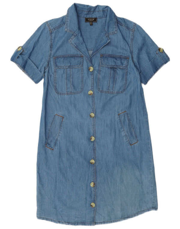 Lipsy Womens Denim Dress UK 10 Small Blue Cotton