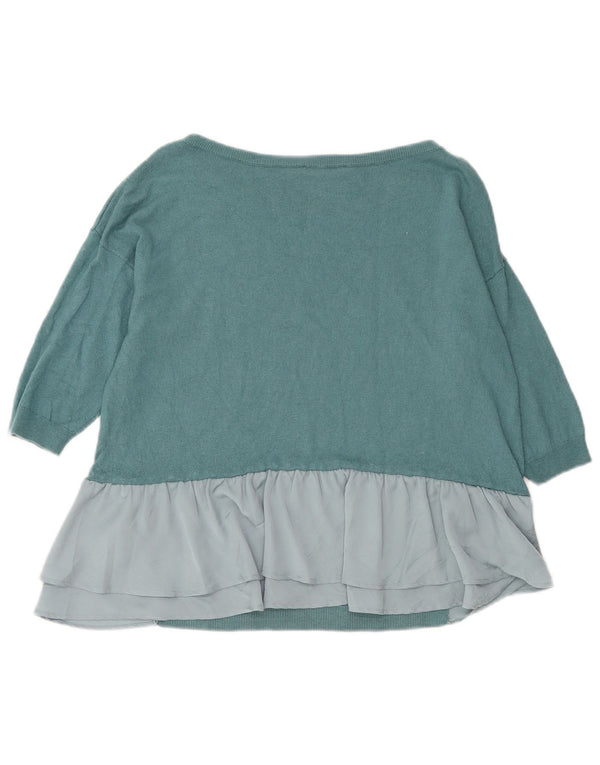 Sisley Womens Oversized Boat Neck Jumper Sweater UK 6 XS Blue Colourblock