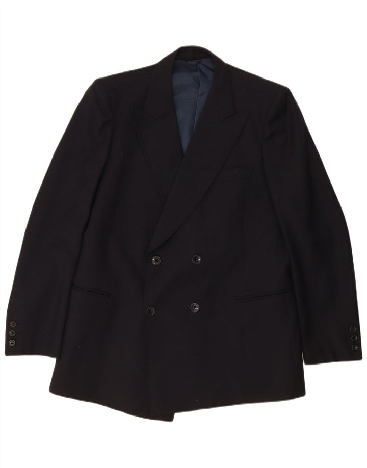 Vintage Mens Double Breasted Blazer Jacket UK 38 Medium Black