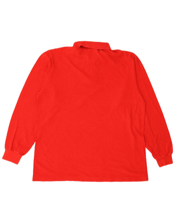 LACOSTE Mens Long Sleeve Polo Shirt Size 5 Large Red Cotton