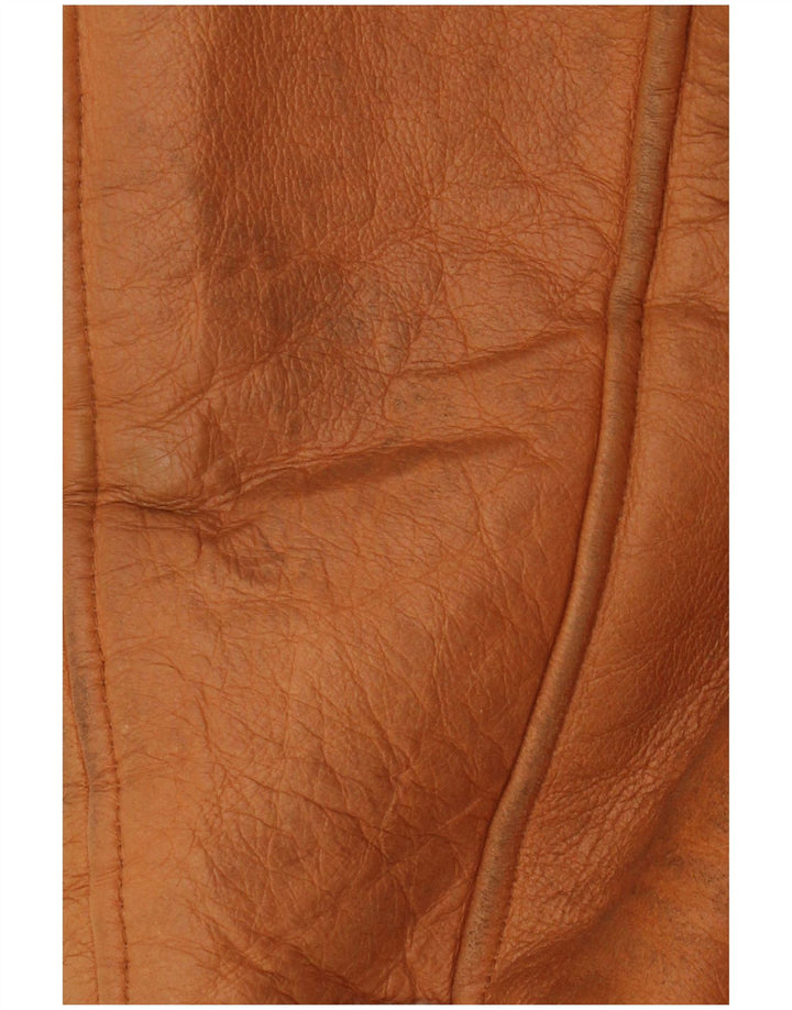 Trussardi Womens Shearling Coat UK 18 XL Beige Leather