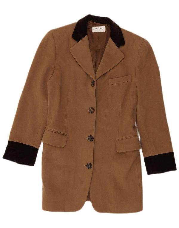 Al Duca D'Aosta Womens Longline 4 Button Blazer Jacket IT 40 Small Brown