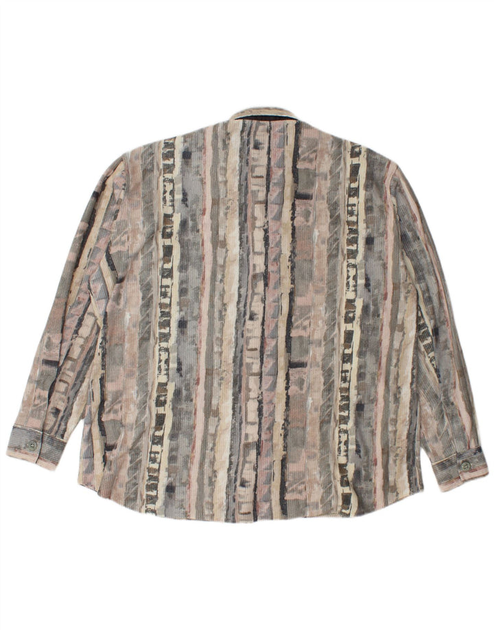 Vintage Mens Fleece Shirt Large Grey Geometric