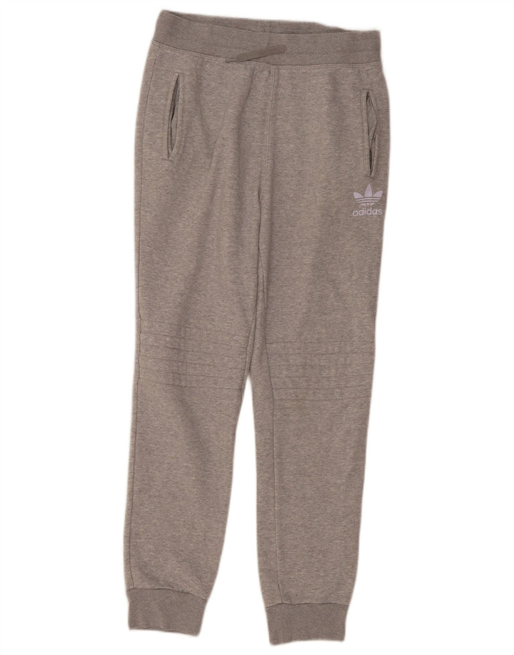 ADIDAS Boys Tracksuit Trousers Joggers 13-14 Years Grey Cotton