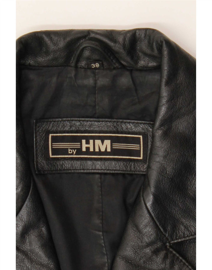Vintage Womens Leather Coat EU 38 Medium Black