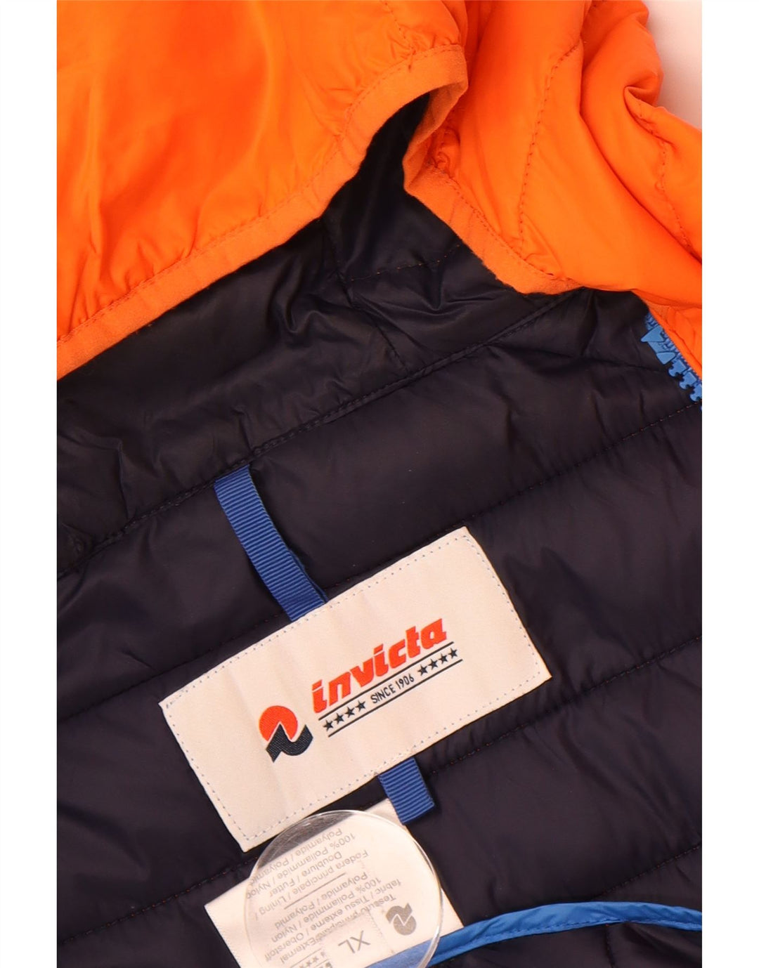 INVICTA Mens Hooded Padded Jacket UK 42 XL Orange Polyamide