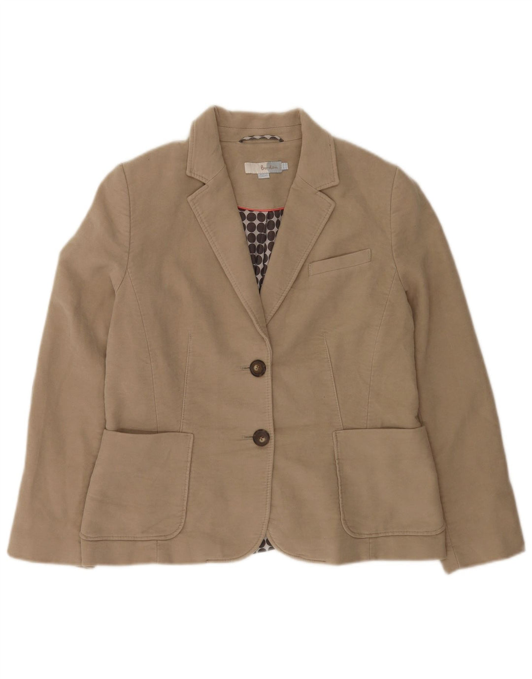 Boden Womens 2 Button Blazer Jacket UK 16 Large Beige Cotton