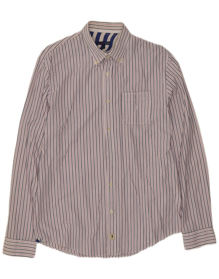 TRUSSARDI JEANS Mens Shirt Large White Pinstripe Cotton
