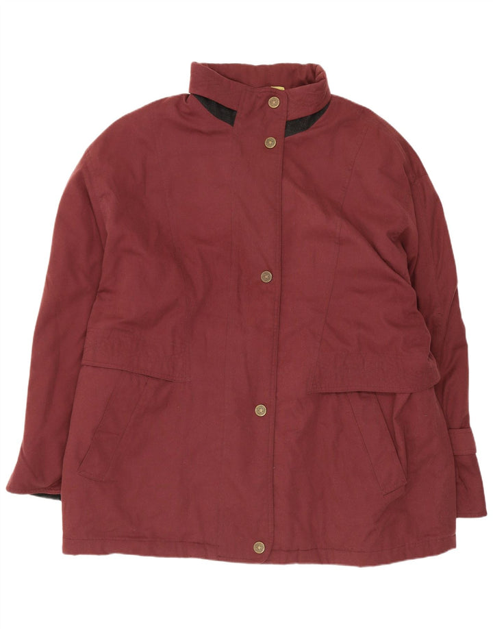 Vintage Womens Oversized Windbreaker Coat UK 18 XL Burgundy Polyester