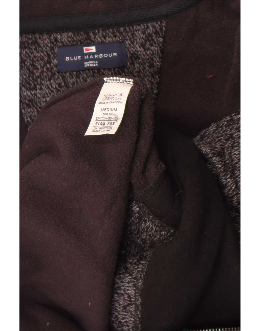 Marks & Spencer Mens Tracksuit Top Jacket Medium Black Flecked Acrylic