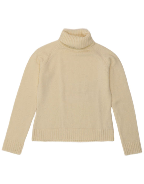 Zara Womens Crop Roll Neck Jumper Sweater UK 14 Large Off White Acrylic