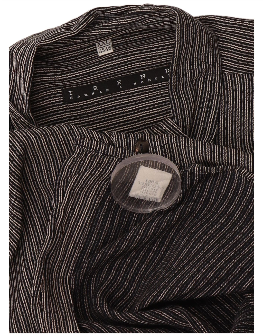 Mens Shirt Size 45/46 2XL Black Striped Viscose