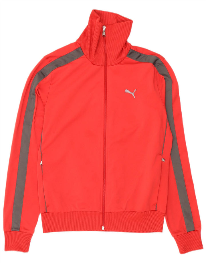 Puma Mens Tracksuit Top Jacket Small Red Colourblock Polyester
