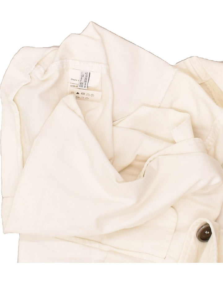 PINKO Womens Double Breasted Coat UK 10 Small White Cotton | Vintage Pinko | Thrift | Second-Hand Pinko | Used Clothing | Messina Hembry 