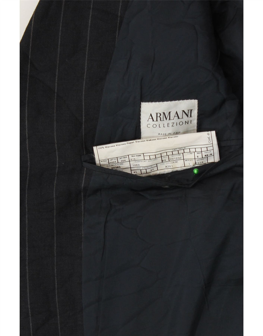 Armani Collezioni Mens Blazer Jacket IT 48 Small Navy Blue Pinstripe