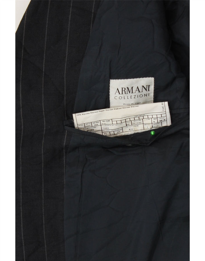 Armani Collezioni Mens Blazer Jacket IT 48 Small Navy Blue Pinstripe