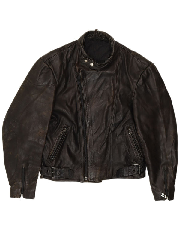 Harro Mens Leather Racer Jacket IT 52 XL Black Leather