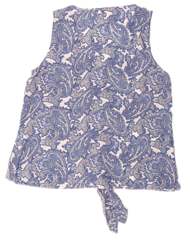 MICHAEL KORS Womens Sleeveless Blouse Top UK 16 Large Blue Paisley