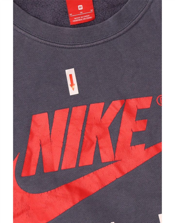 Nike Mens Graphic Sweatshirt Jumper Medium Blue Colourblock Cotton