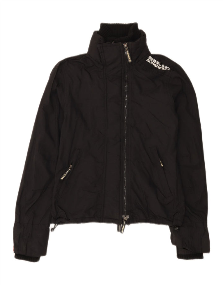 Superdry Womens Graphic Rain Jacket UK 6 XS Black Nylon