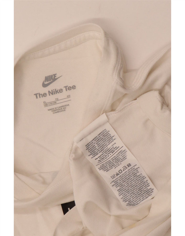 NIKE Boys Graphic T-Shirt Top 13-14 Years XL White Cotton