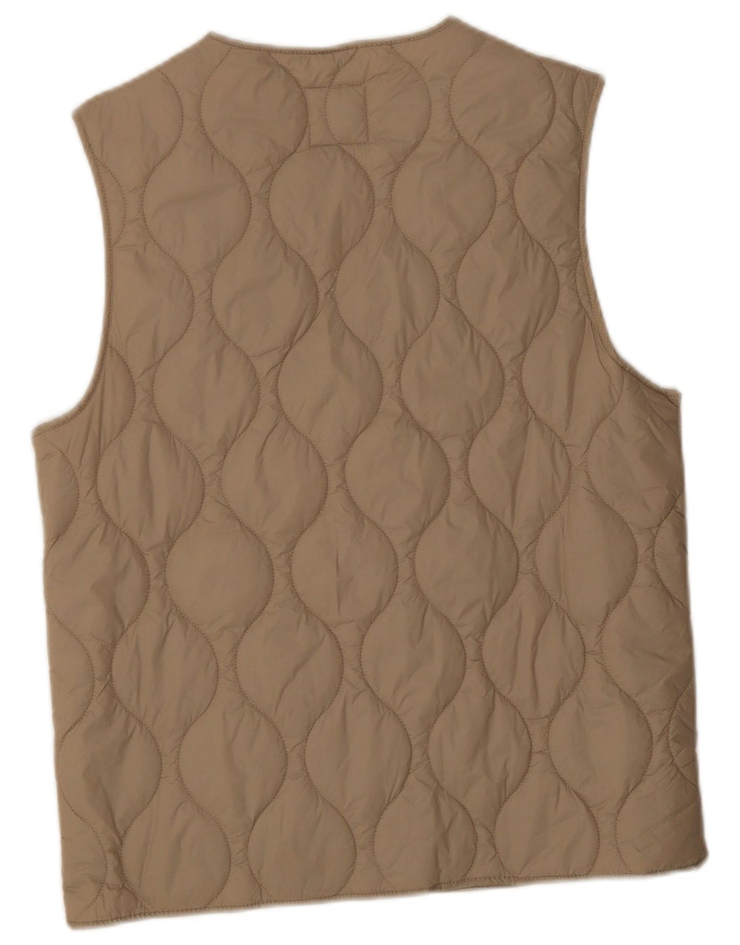Zara Mens Quilted Gilet UK 38 Medium Beige Polyester