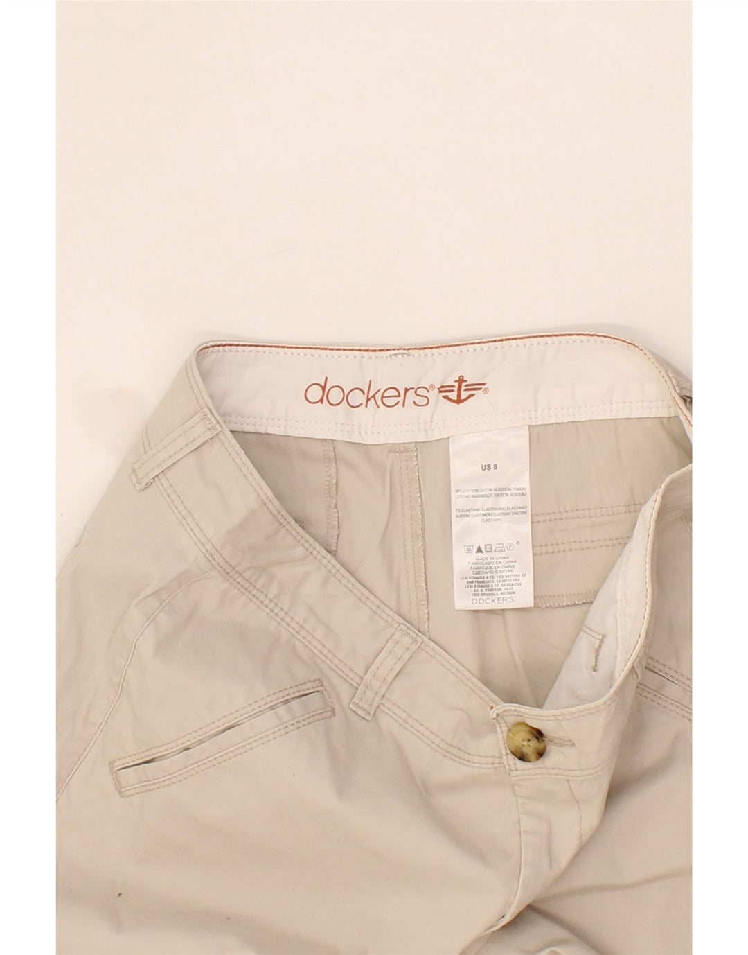 DOCKERS Womens Chino Shorts US 8 Medium W30  Beige Cotton Vintage Dockers and Second-Hand Dockers from Messina Hembry 
