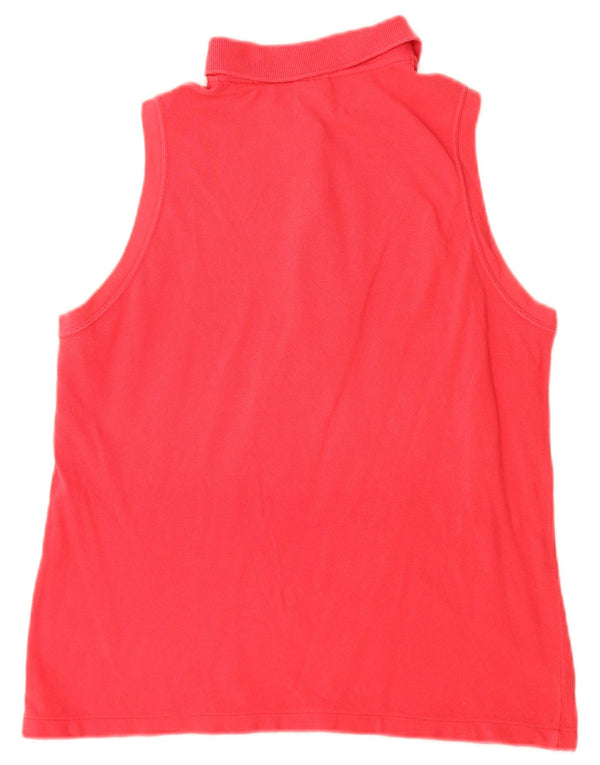 LACOSTE Womens Sleeveless Polo Shirt Size 44 Large Pink Cotton