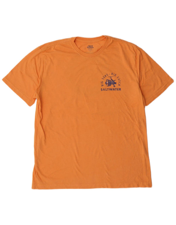 Izod Mens Salt Water Relaxed Fit Graphic T-Shirt Top Large Orange Cotton