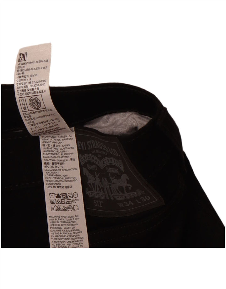 LEVI'S Mens 512 Slim Tapered Jeans W34 L25 Black Cotton