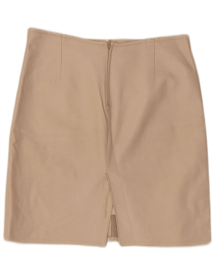 Vintage Womens Leather Skirt W30 Medium Beige