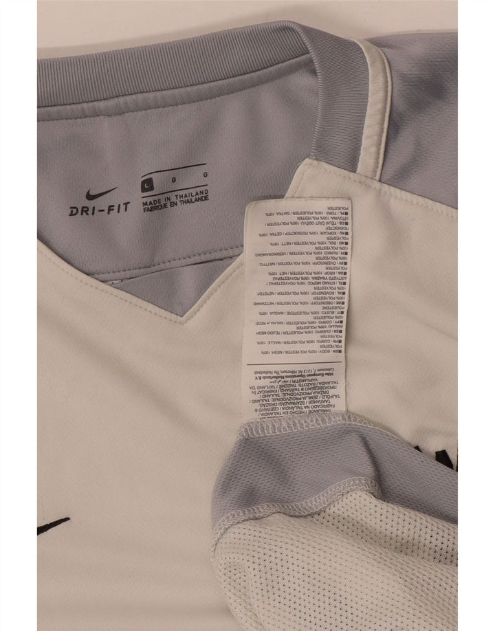 Nike Mens Dri Fit Graphic Top Long Sleeve Large White Colourblock Polyester